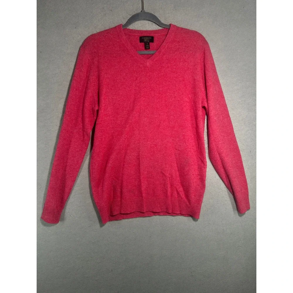 Club Room Luxury Mens Pink 100% Cashmere V-Neck Pullover Sweater Size Small